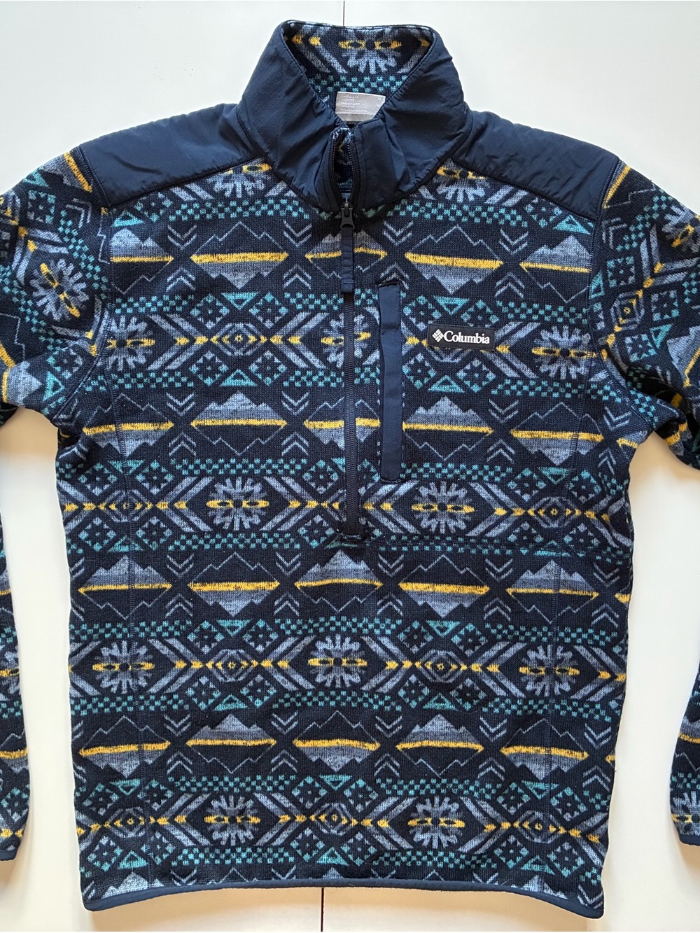 Columbia Men's Sweater Weather II Printed Half Zip Fleece Blue Multi - Size Med